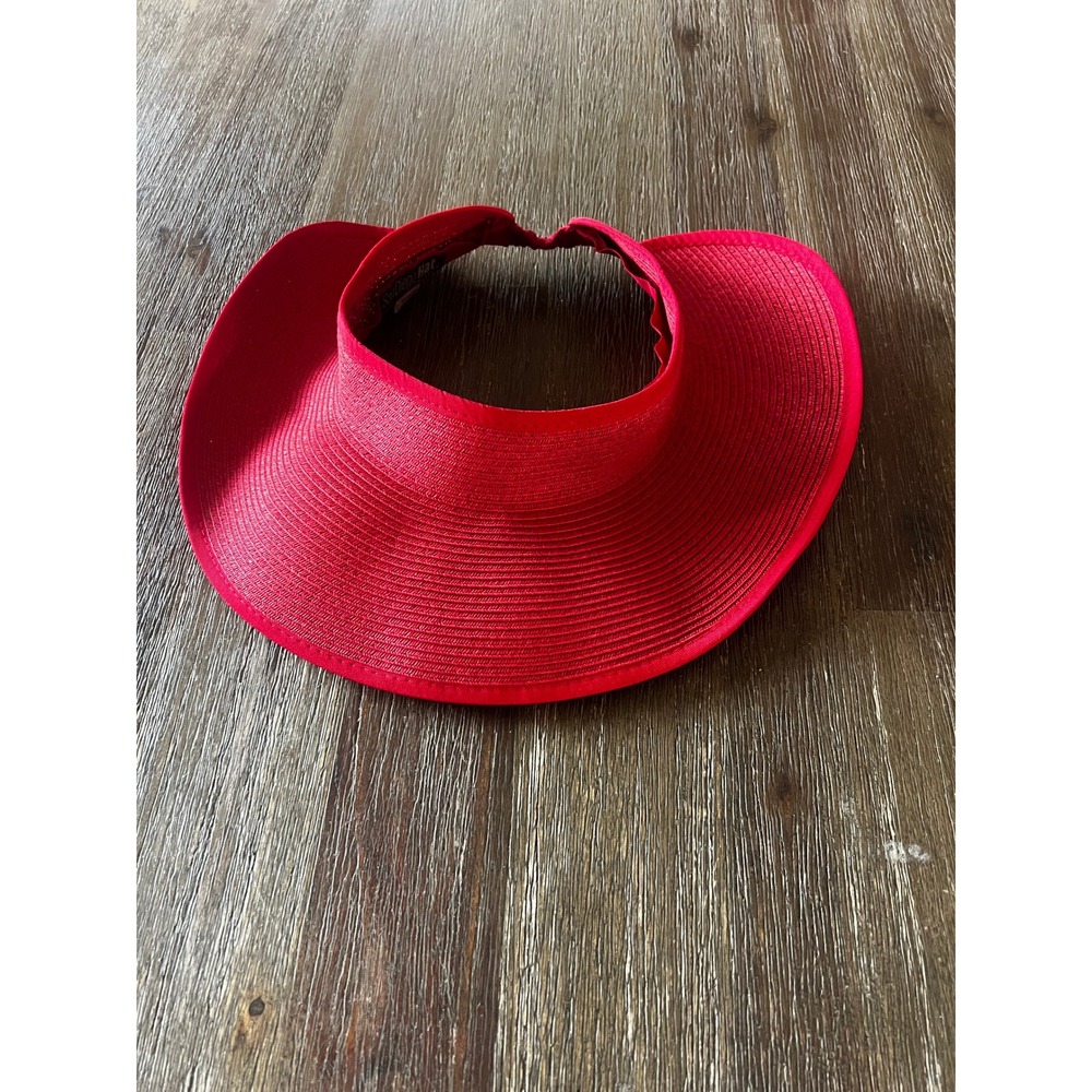 San Diego Hat Company Red Straw Visor Womens OS Elastic Back Sun Hat RN 122405